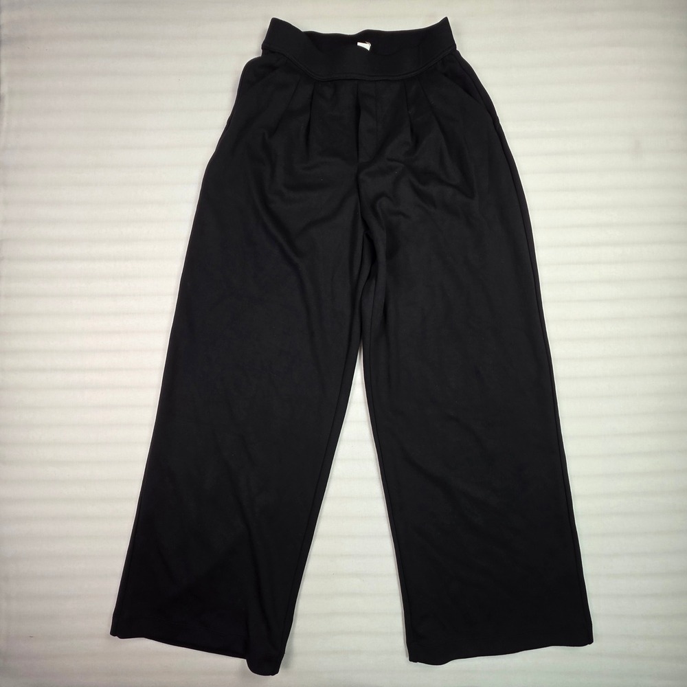 Halara Black Wide Leg Pleated Trousers High Waisted Pants Small regular
